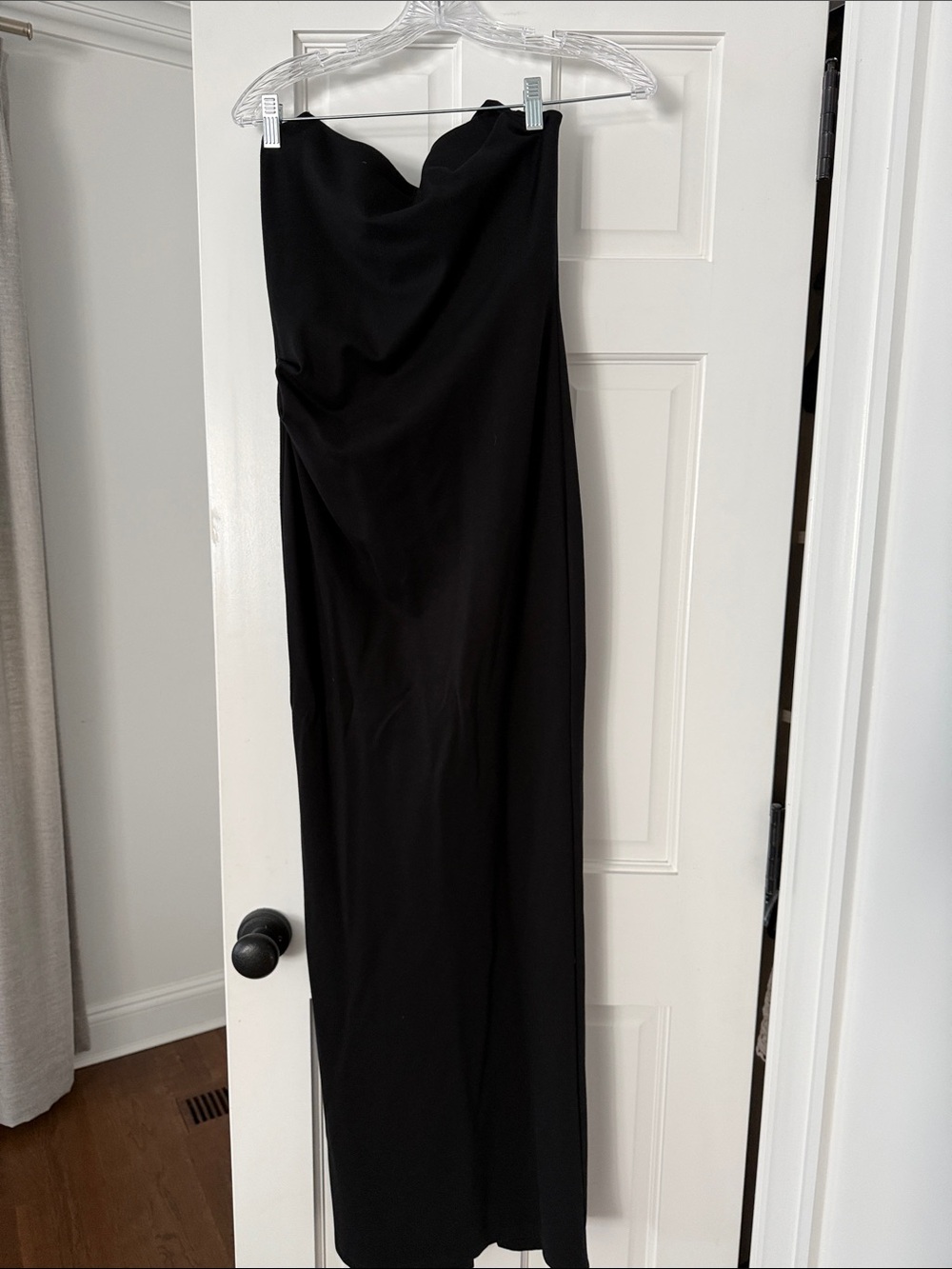 Michael Costello Strapless Black Maxi Gown